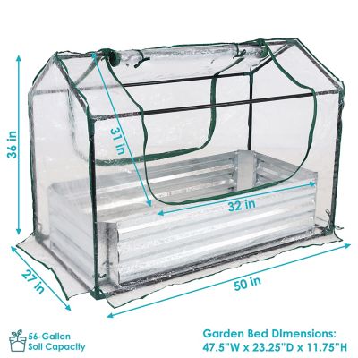 Image showing  Clear Steel Raised Garden Bed and Greenhouse Kit, 27 x 50in.