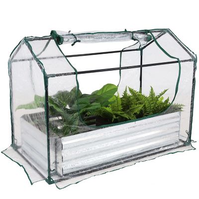 Image showing  Clear Steel Raised Garden Bed and Greenhouse Kit, 27 x 50in.