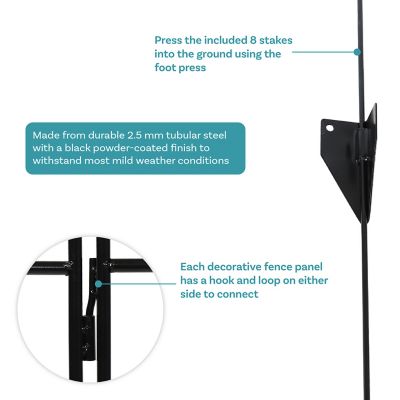 Image showing 8 th Sunnydaze Decor 30 in. Winding Vines Metal Garden Fence Panels, Black, 4-Pack