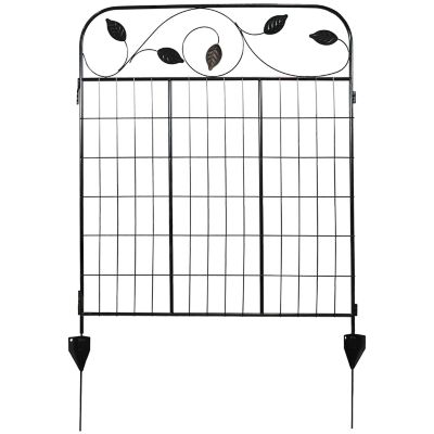 Image showing 9 th Sunnydaze Decor 30 in. Winding Vines Metal Garden Fence Panels, Black, 4-Pack