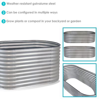 Image showing  Steel Oval Stand-Up Steel Raised Garden Bed, 62.5 x 32in., Silver