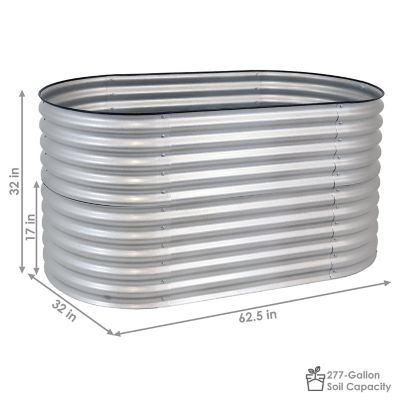 Image showing  Steel Oval Stand-Up Steel Raised Garden Bed, 62.5 x 32in., Silver