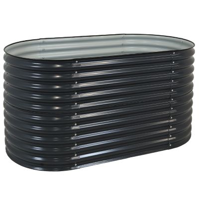 Sunnydaze Decor Steel Oval Stand-Up Steel Raised Garden Bed, 62.5 x 32in., Dark Gray