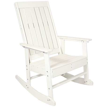 Sunnydaze Decor Outdoor Rustic Comfort HDPE Rocking Chair - 300 lb Capacity - White