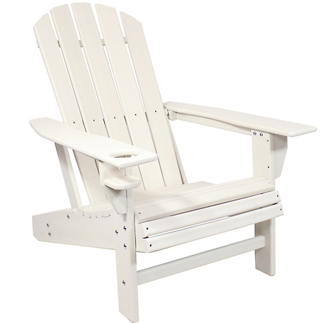 Sunnydaze Decor Lake Style Adirondack Chair with Cup Holder, White