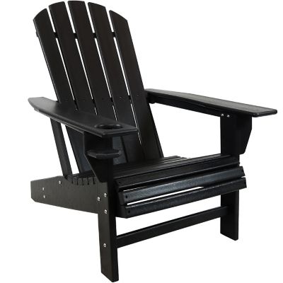 Sunnydaze Decor Lake Style Adirondack Chair with Cup Holder, Black