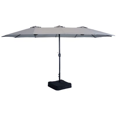 Sunnydaze Decor 15 ft. Double-Sided Outdoor Patio Umbrella with Sandbag Base