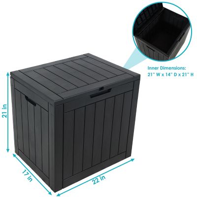 Image showing 5 th Sunnydaze Decor 32 gal. Small Lockable Outdoor Deck Box with Storage and Side Handles, Phantom Gray