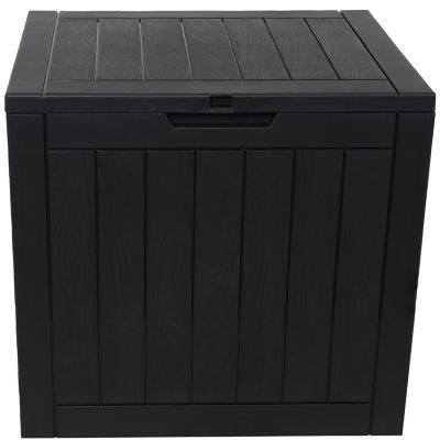 Image showing 9 th Sunnydaze Decor 32 gal. Small Lockable Outdoor Deck Box with Storage and Side Handles, Phantom Gray