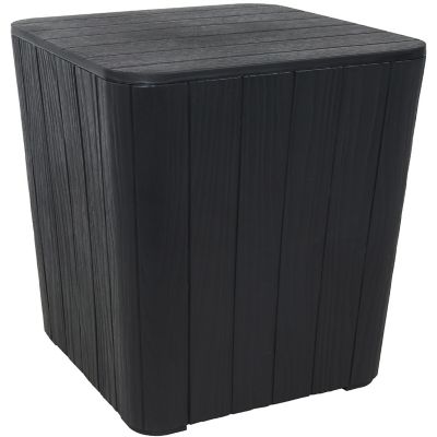 Sunnydaze Decor 11.5 gal. Faux Wood Outdoor Side Table with Storage, Phantom Gray