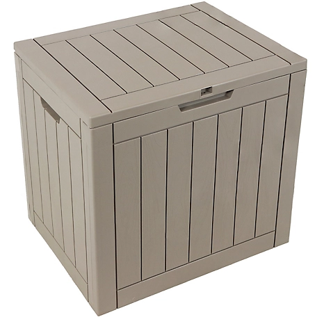 Sunnydaze Decor Faux Wood Grain Outdoor Storage Box, Driftwood