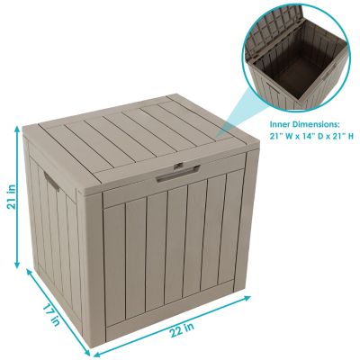Image showing  110 lb. Faux Wood Grain Outdoor Storage Box, Driftwood