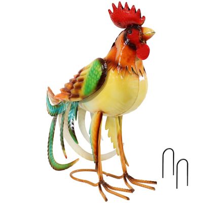 Sunnydaze Decor Romeo the Rooster Metal Statue, XCA-262