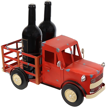 Sunnydaze Decor Rustic Red Truck Metal Wine Rack