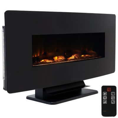 Sunnydaze Decor 42 in. Curved Face Wall-Mount or Freestanding Color-Changing Fireplace