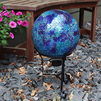 Image showing  Deep Ocean Swirl Gazing Globe, Blue Crackled Mosaic Glass, 10 in., ZIB-514