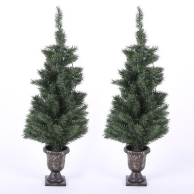 LuxenHome 4 ft. Pre-Lit Porch Artificial Trees, 2 pc.