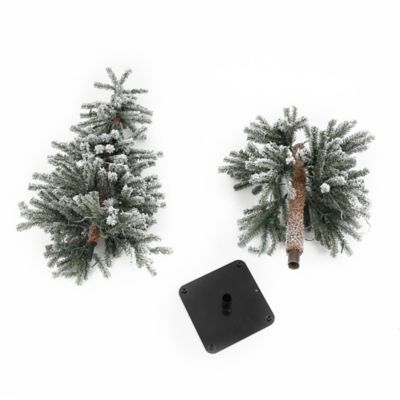 Image showing  Artificial Pre-Lit Flocked Christmas Tree Set, 3 pc.
