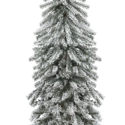 Image showing  Artificial Pre-Lit Flocked Christmas Tree Set, 3 pc.