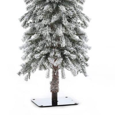 Image showing 5 th LuxenHome Artificial Pre-Lit Flocked Christmas Tree Set, 3 pc.