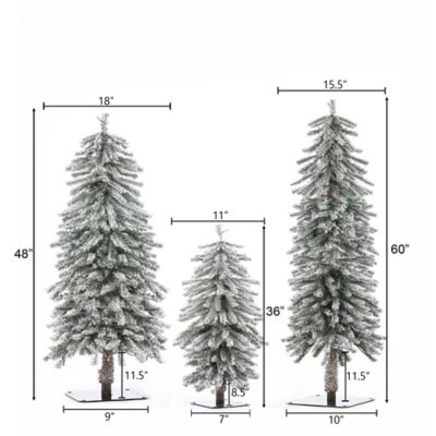 Image showing 7 th LuxenHome Artificial Pre-Lit Flocked Christmas Tree Set, 3 pc.