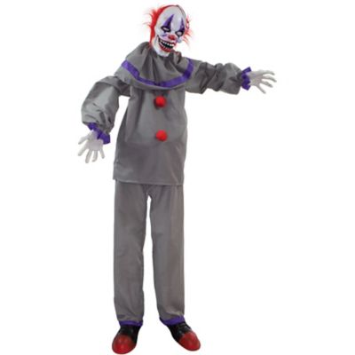 Haunted Hill Farm 5 ft. Grins the Animated Clown, Indoor or Covered Outdoor Halloween Decor, Battery Operated, HHCLOWN-23FLSA