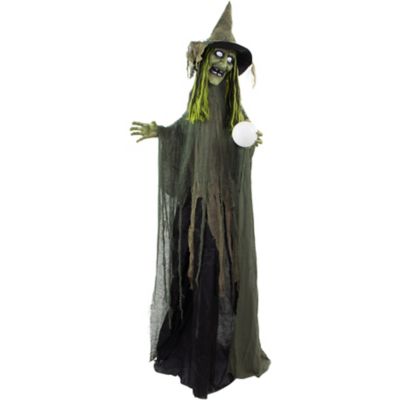 Haunted Hill Farm 6 ft. Buella the Animated Fortune-Telling Witch, HHWITCH-38FLSA