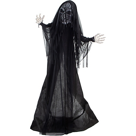 Haunted Hill Farm 4 ft. Shakey the Animated Reaching Reaper, Indoor or Covered Outdoor Halloween Decoration, Battery Operated