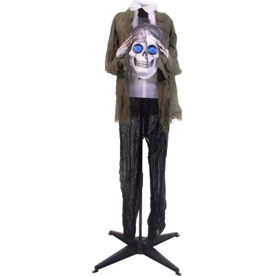 Haunted Hill Farm 53-in. Ghostly Skeleton Holding Head with Animated Eyes, Indoor or Covered Outdoor, HHRPR-15FLSA