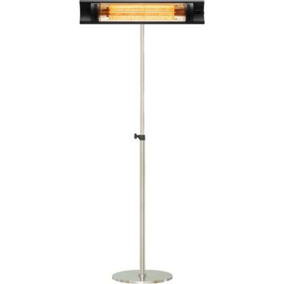 Hanover Outdoor 35 in. Wide Electric Carbon Fiber Infrared Heat Lamp with 3 Power Settings, Pole Stand, & Remote Control, Black