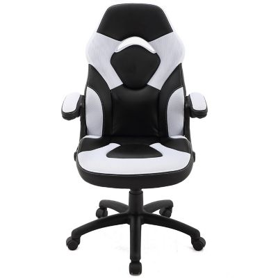 Hanover Commando Ergonomic Gaming Chair with Adjustable Gas Lift Seating, Black and White, HGC0117