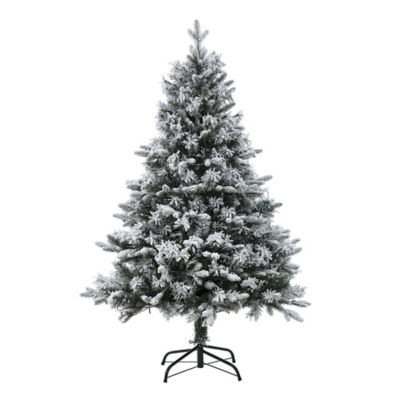 LuxenHome 5 ft. Pre-Lit Flocked Artificial Christmas Tree, WHAP1399