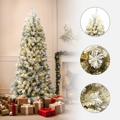 Image showing  7 ft. Pre Lit Flocked Artificial Christmas Tree