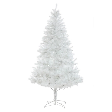 LuxenHome 7 ft. Pre-Lit LED Artificial Full Fir Christmas Tree, White