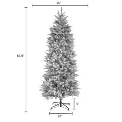 Image showing  7 ft. Pre-Lit Flocked Artificial Christmas Tree with Metal Stand, Clear Lights
