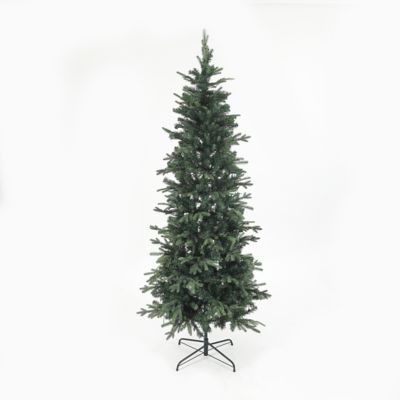 Image showing  7 ft. Artificial Pre-Lit Clear LED Green Christmas Tree with Metal Stand