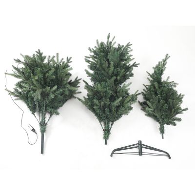 Image showing  7 ft. Artificial Pre-Lit Clear LED Green Christmas Tree with Metal Stand