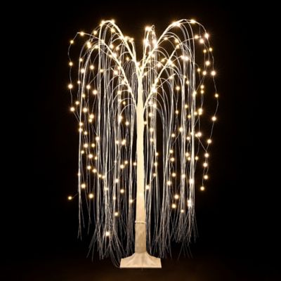 LuxenHome 3.9 ft. Pre-Lit LED PVC Willow Tree