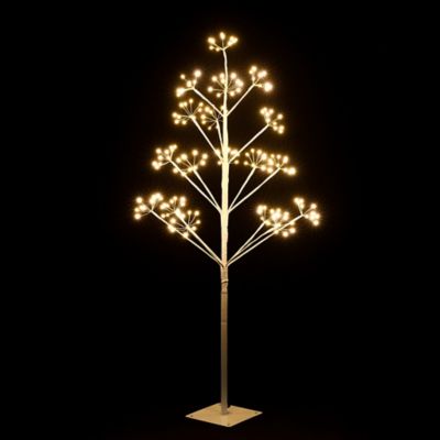 LuxenHome 3.9 ft. Pre-Lit Artificial Blossom Bursts Birch Tree