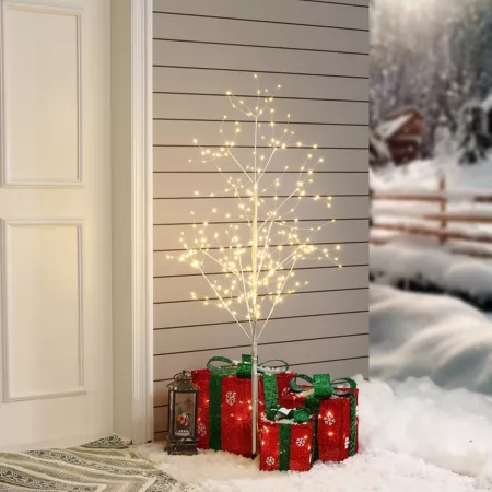 LuxenHome 3.9 ft Lighted Artificial Flower Twig Birch Tree Artificial Plants & Flowers