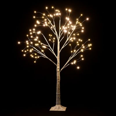 LuxenHome Pre-Lit Artificial Blossom Birch Tree