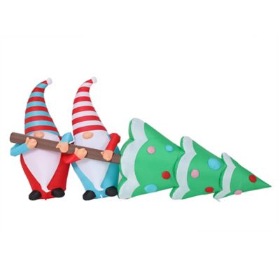 LuxenHome 8 ft. Pre-Lit Gnome Elves with Tree Inflatable Christmas Decoration