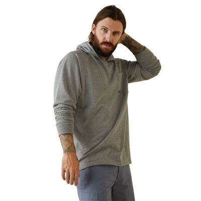 Image showing 0 th Ariat Men's Rebar Cotton Strong Hooded Long -Sleeve Work T-Shirt