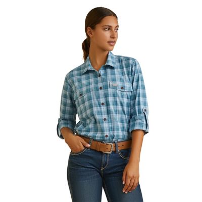 Ariat Women's Rebar Made Tough Durastretch Long Sleeve Work Shirt Sleeve roll up options