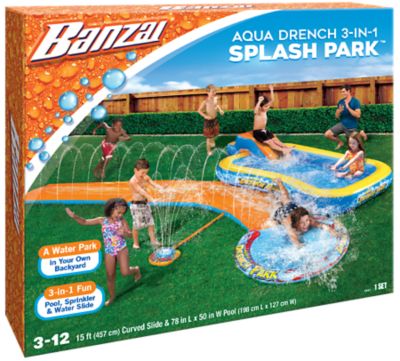 Banzai 165 in. x 127 in. Aqua Drench 3-in-1 Splash Park, 7306