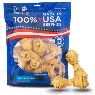 Pet Factory Chicken Flavor Beefhide Bones Dog Chew Treats, 6 in., 12 ct.