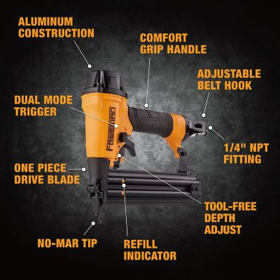 Image showing 6 th Freeman 2nd Generation Pneumatic 18 ga. 2 in. Brad Nailer with Adjustable Metal Belt Hook and 1/4 in. NPT Air Connector