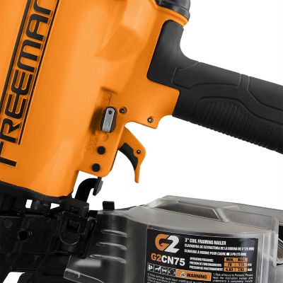 Image showing  2nd Generation Pneumatic 15 deg. 3 in. Coil Framing Nailer, Adjustable Metal Belt Hook and 1/4 in. NPT Air Connector