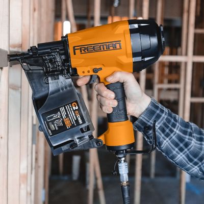 Image showing 5 th Freeman 3-1/2 in. 2nd Generation Pneumatic 15 Degree Coil Framing Nailer with Metal Belt Hook and 1/4 in. NPT Air Connector