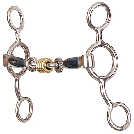 Diamond R 5 in. 3 pc. Junior Cow Smooth Sweet Iron Horse Bit with Dogbone Rings, 5 in. Cheek, 5 in. Mouth, Stage B